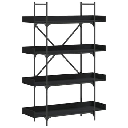 4-Tier Industrial Bookcase, 39.4 inch Metal Frame Bookshelf with Engineered Wood Shelves, Open Storage Book Rack for Living Room, Office, Black - color: Black 15