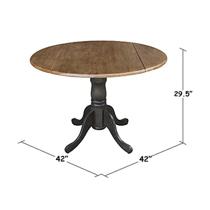 International Concepts 42 Inch Dual Drop Leaf Dining Height Table, Hickory/Washed Coal. - color: Hickory/Washed Coal