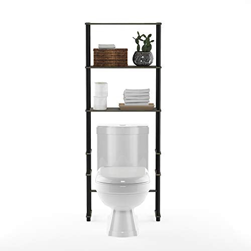 Furinno Turn-N-Tube with 3 Shelves Toilet Space Saver, French Oak Grey/Black - color: French Oak/Black, style: Basic Rack