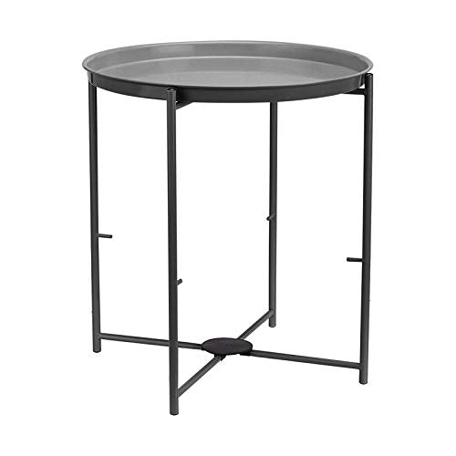 Amazon Basics Round Storage End Table, Nightstand for Bedroom or Living Room, Easy Assembly, with Cloth Basket, Charcoal/Heather Gray, 17.7 x 17.7 x 18.9 in | Side Table - color: Charcoal