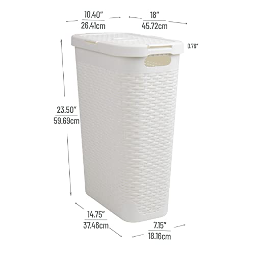 Mind Reader 40L Slim Laundry Hamper with Lid, Narrow Clothes Baskets, Set of 2, White - color: White, size: Set of 2