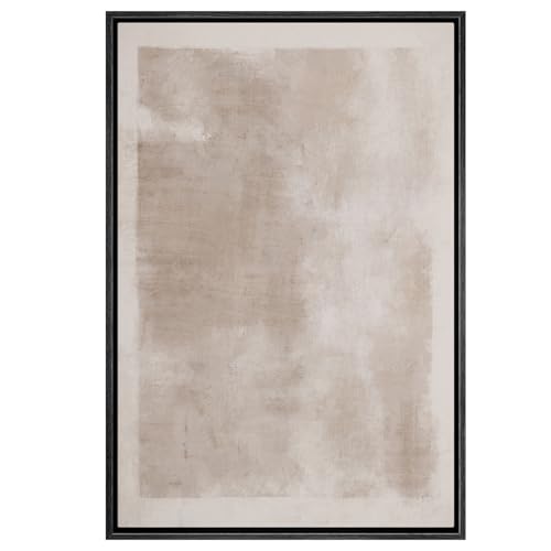 SIGNWIN Framed Canvas Print Wall Art Faded Textured Brown & White Color Blocks Abstract Shapes Illustrations Minimalism Contemporary Nordic Decorative for Living Room, Bedroom, Office - 16"x24" Black - color: Ab07-2309-win02, size: 24"L x 16"W