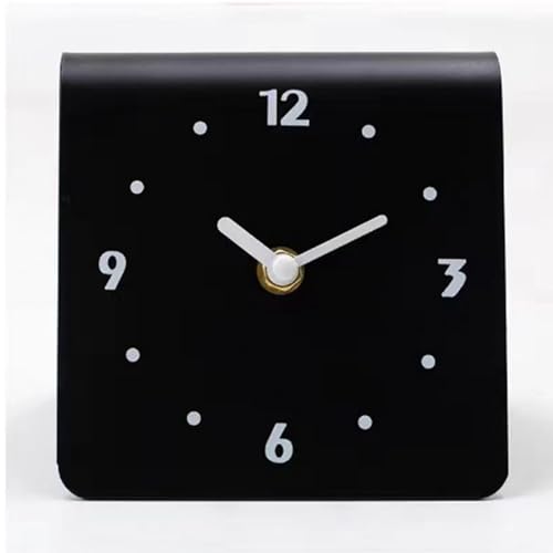 Desk Clock, Shelf Clock, One Piece Table Clocks, Silent Battery Operated, Modern Minimalist Style Decoration, Operated for Living Room Bedroom Home Decor (Black) - color: Black