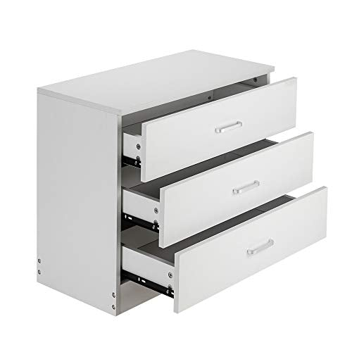 Vasitelan Wooden 3 Drawer Dresser, Modern Storage Chest of Drawers, Wood Bedside Table Night Table for Bedroom,Living Room (White) - color: White