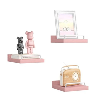 RYOFOBETTO Small Floating Shelf, 6X6 Inches Farmhouse Wall Shelves for Living Room, Bedroom, Picture Frames, Plants, Kitchen, Set of 3 (Pink and White) - color: Pink and White, size: 6"