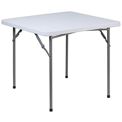 EMMA + OLIVER 2.81-Foot Square Granite White Plastic Card and Game Table | Lightweight, Easy Storage, Event and Banquet Table