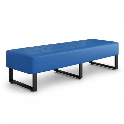 Waiting Room Bench Faux Leather Office Guest Chair Upholstered Lobby, Furniture for Home Conference Room Beauty Salon Shop Barbershop Small Space Blue 17" Dx67 Wx17 H - color: Blue, size: 17"Dx67"Wx17"H
