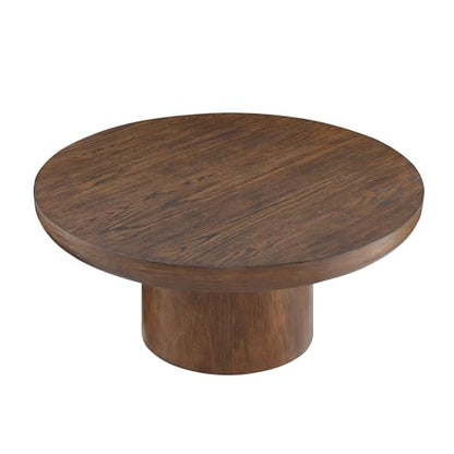 JUSTONE 35.98" Round Coffee Table for Living Room,Rustic Natural Coffee Table for Apartment, Easy Assembly (Dark Brown,36" Dx36 Wx16 H) - color: 36'' (36''d X 36''w X 16''h) - Dark Brown