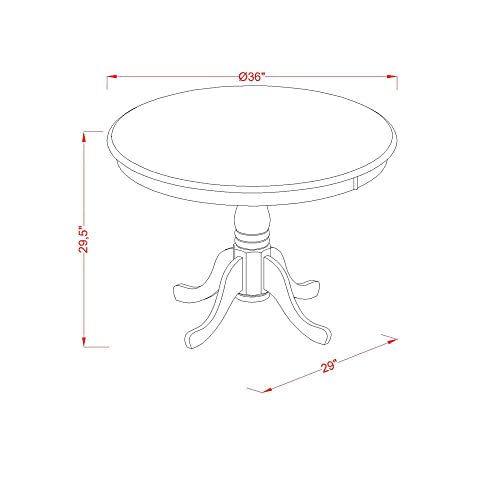 East West Furniture ANIP3-BMK-W 3 Piece Dining Set Contains a Round Dining Room Table with Pedestal and 2 Wood Seat Chairs, 36x36 Inch, Buttermilk & Cherry - color: Anip3-bmk-w