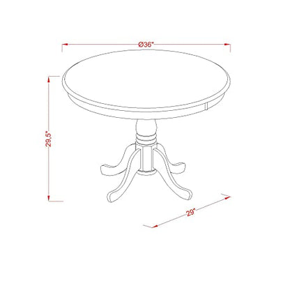 East West Furniture ANIP3-BMK-W 3 Piece Dining Set Contains a Round Dining Room Table with Pedestal and 2 Wood Seat Chairs, 36x36 Inch, Buttermilk & Cherry - color: Anip3-bmk-w
