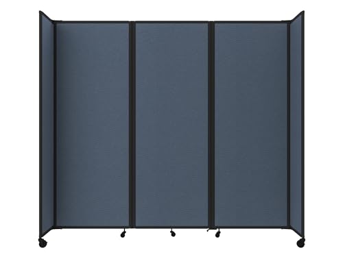 Versare Room Divider 360 Portable Wall Partition | Folding Panels | Large Freestanding Divider | Locking Wheels | Temporary Room Separator - color: Ocean, size: 8'6'' Wide x 7'6'' Tall