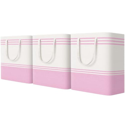 TranquilRelax 3-Pack Laundry Basket, Laundry Hamper, Pink-100L | Freestanding＆Water-Resistant Laundry Hamper, Collapsible Tall Clothes Hamper with Carry Handles for Clothes, Laundry Basket - color: Pink, size: 100L