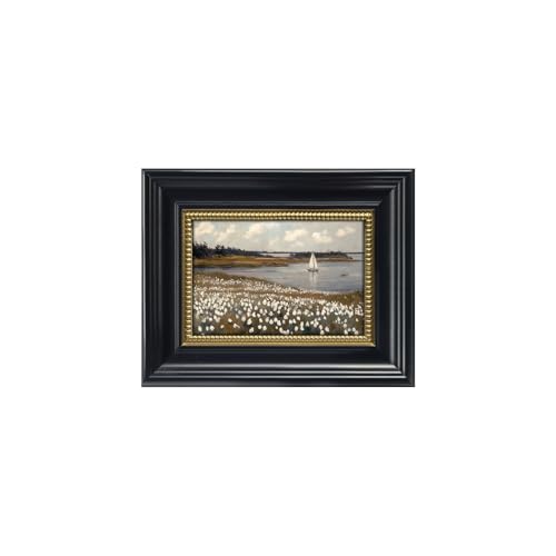 Gatheroad Black Framed Vintage Canvas Wall Art Prints, Landscape Floral Art Picture, Retro Rustic Aesthetic Bathroom Wall Decor, Classic Home Accent for Living Room Bedroom Office, 8x10in - color: Soft Sailboat, size: 8X10inch