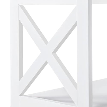 Yaheetech 42"L White Console Table 3-Tier Narrow X-Frame Open Storage Shelf | Sofa Table for Entryway, Hallway and Living Room, Slim 14" Depth, Powder-Coated MDF, 88 lb Top Load, Easy Assembly - color: White