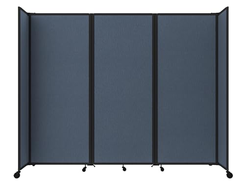 Versare Room Divider 360 Portable Wall Partition | Folding Panels | Large Freestanding Divider | Locking Wheels | Temporary Room Separator - color: Ocean, size: 8'6'' Wide x 6'10'' Tall