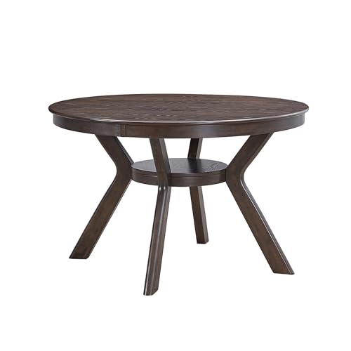 φ47.24 Solid Wood Dining Table for 4 to 6, Round Wooden Kitchen Table with Wooden Trestle Pedestal Base for Dining Room Living Room Furniture- φ47.24 x 29.92 H Brown (Only Table) - color: 47.23 Inches Brown