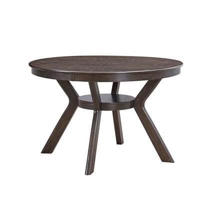 φ47.24 Solid Wood Dining Table for 4 to 6, Round Wooden Kitchen Table with Wooden Trestle Pedestal Base for Dining Room Living Room Furniture- φ47.24 x 29.92 H Brown (Only Table) - color: 47.23 Inches Brown