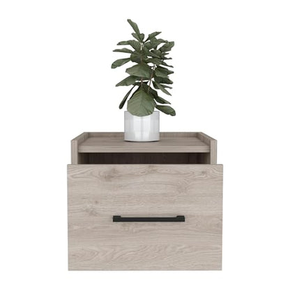 Tuhome Boa Floating Nightstand, Wall-Mounted Bedside Table with 1 Drawer, 13.8" W x 9.8" H Engineered Wood Small Night Stand for Bedroom, White - color: Light Grey