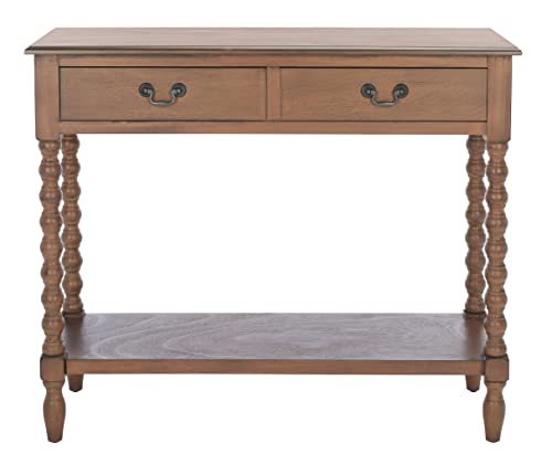 SAFAVIEH Furniture - Athena 2-Drawer Console Table - Brown - Solid Wood - Farmhouse Classic Design - Ideal for Entryway, Living Room, Hallway, 35.5" W x 13" D x 29.5" H (CNS5702C) - color: Brown