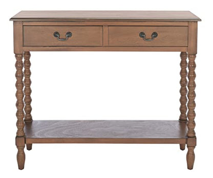 SAFAVIEH Furniture - Athena 2-Drawer Console Table - Brown - Solid Wood - Farmhouse Classic Design - Ideal for Entryway, Living Room, Hallway, 35.5" W x 13" D x 29.5" H (CNS5702C) - color: Brown