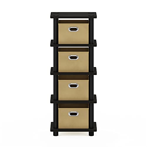 Furinno LACi 4-Bins System Rack, 11.3(W) x 28.8(H) Inch, Espresso/Black - color: Espresso/Black, size: 4-Bins