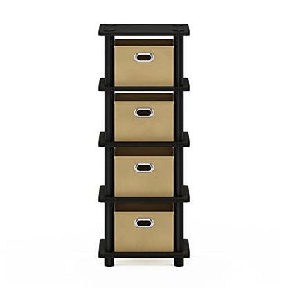 Furinno LACi 4-Bins System Rack, 11.3(W) x 28.8(H) Inch, Espresso/Black - color: Espresso/Black, size: 4-Bins