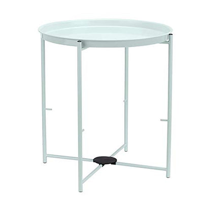Amazon Basics Round Storage End Table, Side Table with Cloth Basket, Mint Green/Heather Gray, 18 in x 18 in x 19 in - color: Mint Green