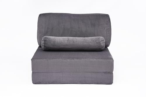 49" Foldable Modular Studio Couch, Space Saver Bed with High Density Foam, Sofa Individual with Creative Shape for Apartment Leisure Scenes, Dark Grey - color: Dark Grey