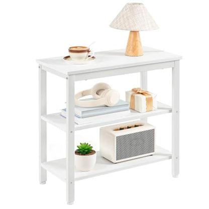 HOOBRO End Table, Simple Rustic Side Table with 3-Tier Storage Shelf, Narrow Nightstand for Small Spaces, Easy Assembly, for Living Room, Bedroom, Industrial Design, White WT14BZ01 - color: White