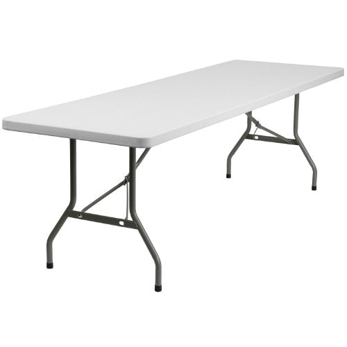 Flash Furniture 8-Foot Granite White Plastic Folding Table | Lightweight, Easy Storage, Commercial Grade - color: Granite White, size: 8 feet
