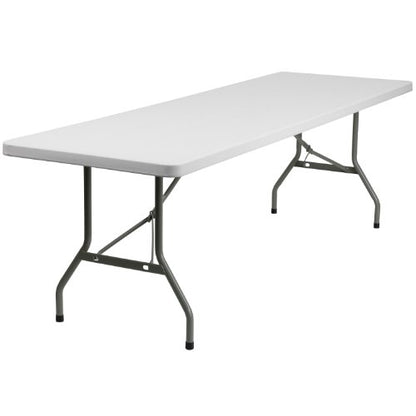 Flash Furniture 8-Foot Granite White Plastic Folding Table | Lightweight, Easy Storage, Commercial Grade - color: Granite White, size: 8 feet