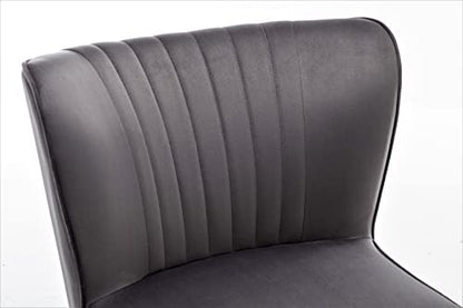 Container Furniture Direct Modern Velvet Accent Chair for Living Room, Bedroom, or Entryway, Stylish and Comfortable Armless Design with Metal Legs, Grey - color: Grey