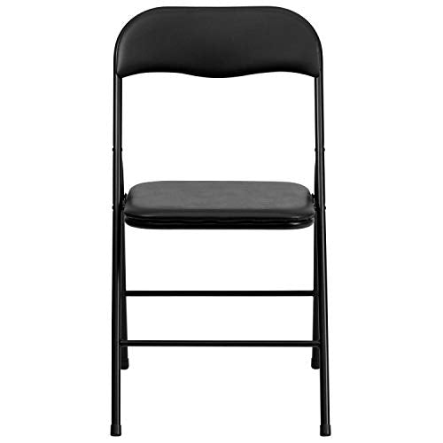 EMMA + OLIVER Black Square Folding Card Table and Chairs Set for 4 Players | Lightweight, Easy Storage, Padded Top - color: Black