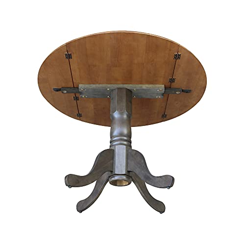 International Concepts 42 Inch Dual Drop Leaf Dining Height Table, Hickory/Washed Coal. - color: Hickory/Washed Coal