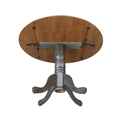 International Concepts 42 Inch Dual Drop Leaf Dining Height Table, Hickory/Washed Coal. - color: Hickory/Washed Coal