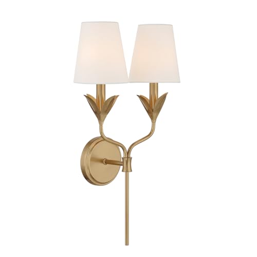 Crystorama Broche 2 Light Antique Gold Sconce - color: Antique Gold, size: Width: 12 Inches