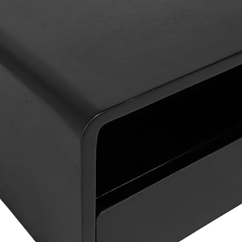 Kate and Laurel Kato Modern Wood Floating Side Table with Drawer, 18 x 10 x 9, Black, Contemporary Wooden Floating Nightstand for Bedroom Bedside Table - color: Black