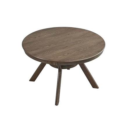 φ47.24 Solid Wood Dining Table for 4 to 6, Round Wooden Kitchen Table with Wooden Trestle Pedestal Base for Dining Room Living Room Furniture- φ47.24 x 29.92 H Oak (Only Table) - color: 47.23 Inches Oak