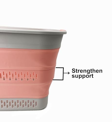 SAMMART 40L (10.5 Gallon) Collapsible Plastic Laundry Basket - Foldable Pop Up Storage Container/Organizer - Portable Laundry Hamper - Space Saving (1, Grey/Quartz Pink) - color: Grey/Quartz Pink