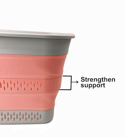 SAMMART 40L (10.5 Gallon) Collapsible Plastic Laundry Basket - Foldable Pop Up Storage Container/Organizer - Portable Laundry Hamper - Space Saving (1, Grey/Quartz Pink) - color: Grey/Quartz Pink