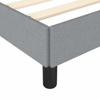 Queen Size Upholstered Bed Frame, Low Profile Platform Bed with Slatted Support, No Box Spring Needed, Sturdy Fabric Base, Light Gray