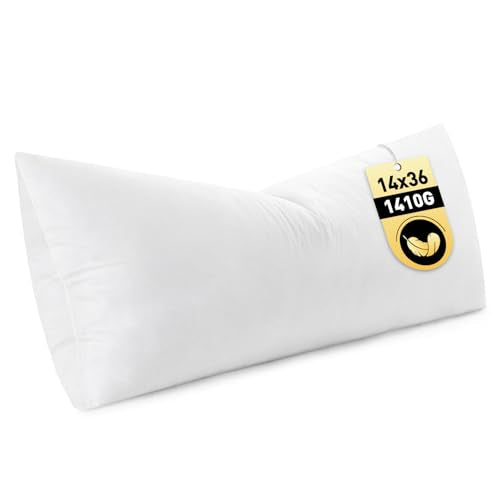 MIULEE 14x36 Inch Down Feather Pillow Insert with Cotton Fabric | Fluffy and Comfy Throw Pillow for Bed Couch and Sofa - size: 14x36 Inch