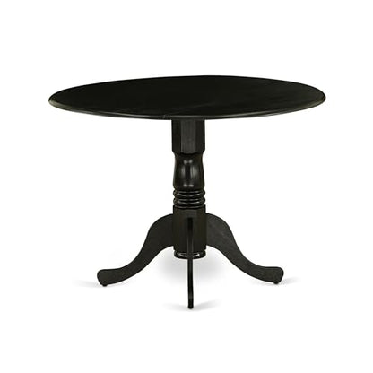 East West Furniture DLT-ABK-TP Dublin Dining Table - a Round Wooden Table Top with Dropleaf & Pedestal Base, 42x42 Inch, Wirebrushed Black - color: Dlt-abk-tp