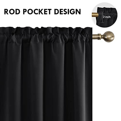 DWCN Blackout Curtains for Bedroom Living Room 52 x 95 Inch Long Black | 2 Panels Set, Room Darkening, Thermal Insulated, Light Blocking, Rod Pocket Drapes, Noise Reducing Window Treatments - color: Black, size: 52"W x 95"L (Pack of 2)