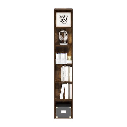 Furinno LUDER Book Shelf, 6-Tier Tall Modern Bookshelf, Bookcase with Open Shelves, 9.3 x 12 x 71, for Living Room, Bedroom, Home Office, Amber Pine - color: Amber Pine, size: 6-Tier, 12.1-Inch Width