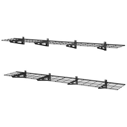 VEVOR 2-Pack Heavy Duty Garage Wall Shelving, 1 x 6 ft Steel Wall Mounted Shelving Unit, 12 x 72 Inch Per Shelf Floating Storage Metal Rack for Garage with 600 lbs Total Weight Capacity - size: 1×6 ft