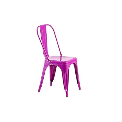 AC Pacific 18 Inch Seat Height Industrial Metal Dining Chairs, Stackable Kitchen or Bar Seat, Durable Modern Design, Versatile Accent Furniture, Set of 2, Purple - color: Purple, size: Set of 2
