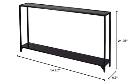 SEI Furniture Bergen Narrow Metal Console Table, Dining Room With Open Concept Living Space Glam Style Powder-Coated Iron, Black - color: Black