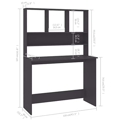 Armoire Desk for Home Office, Modern, Compact, Diamond, Grey, Acrylic, Brushed, Adjustable Height - color: Grey, size: Compact
