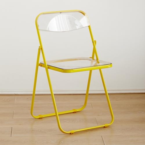 Stackable Transparent Acrylic Folding Chairs - Dining Stool with Backrest for Home & Living Room – Space-Saving, Modern Design (Yellow) - color: Yellow